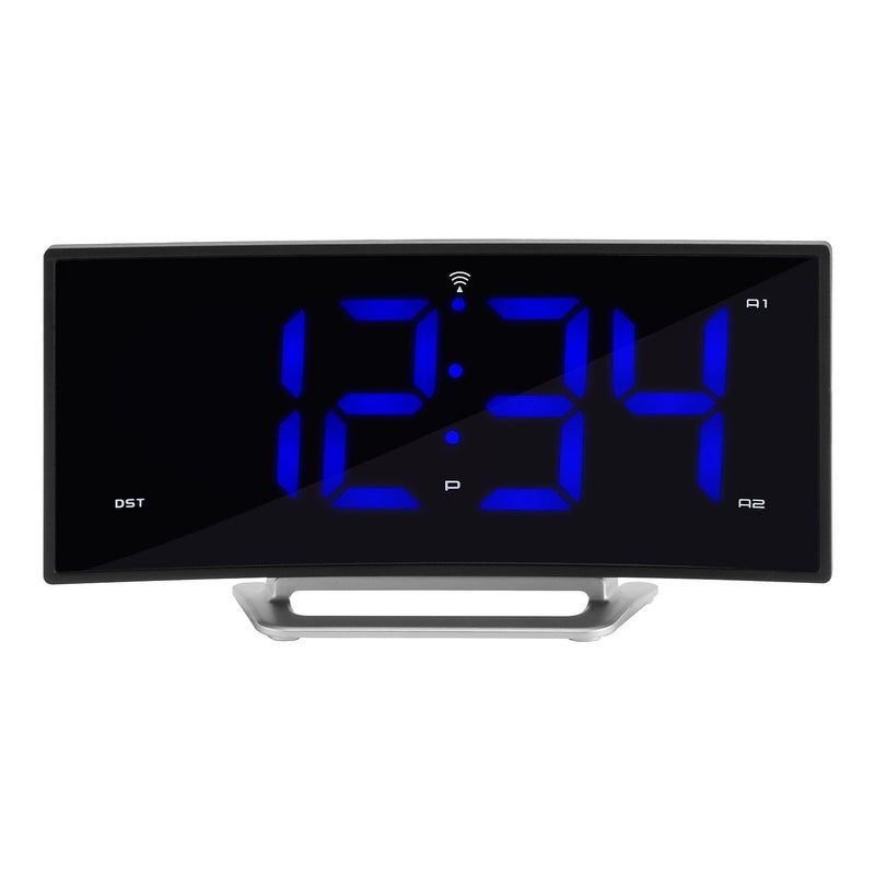 La Crosse Technology Curved Blue LED Atomic Dual Alarm Clock, 1.8 Inch (617-249) - Image 1